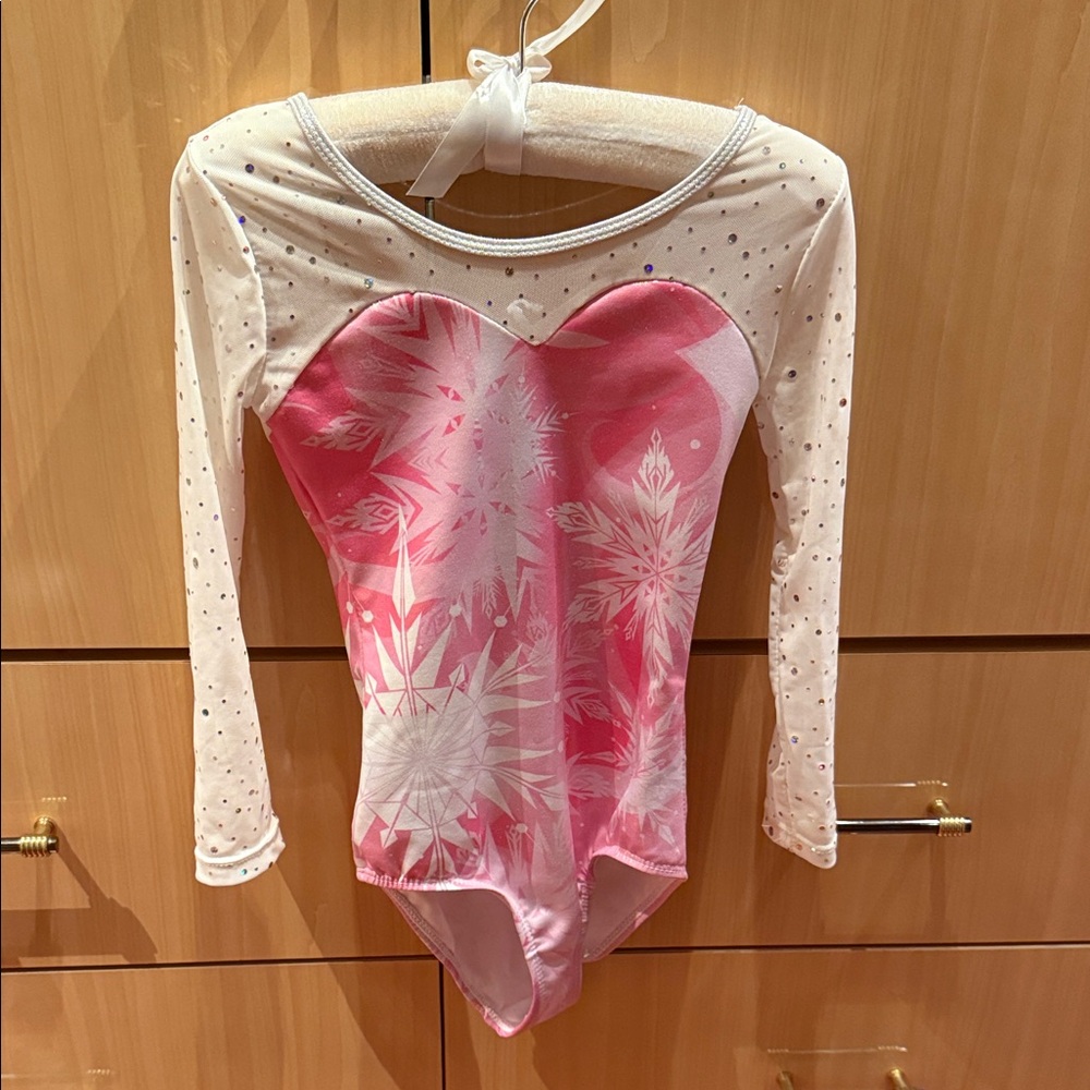 Pink & White Sparkle Girls' Dance Leotard
